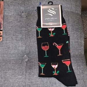 Black Cocktail Pattern Men's Socks